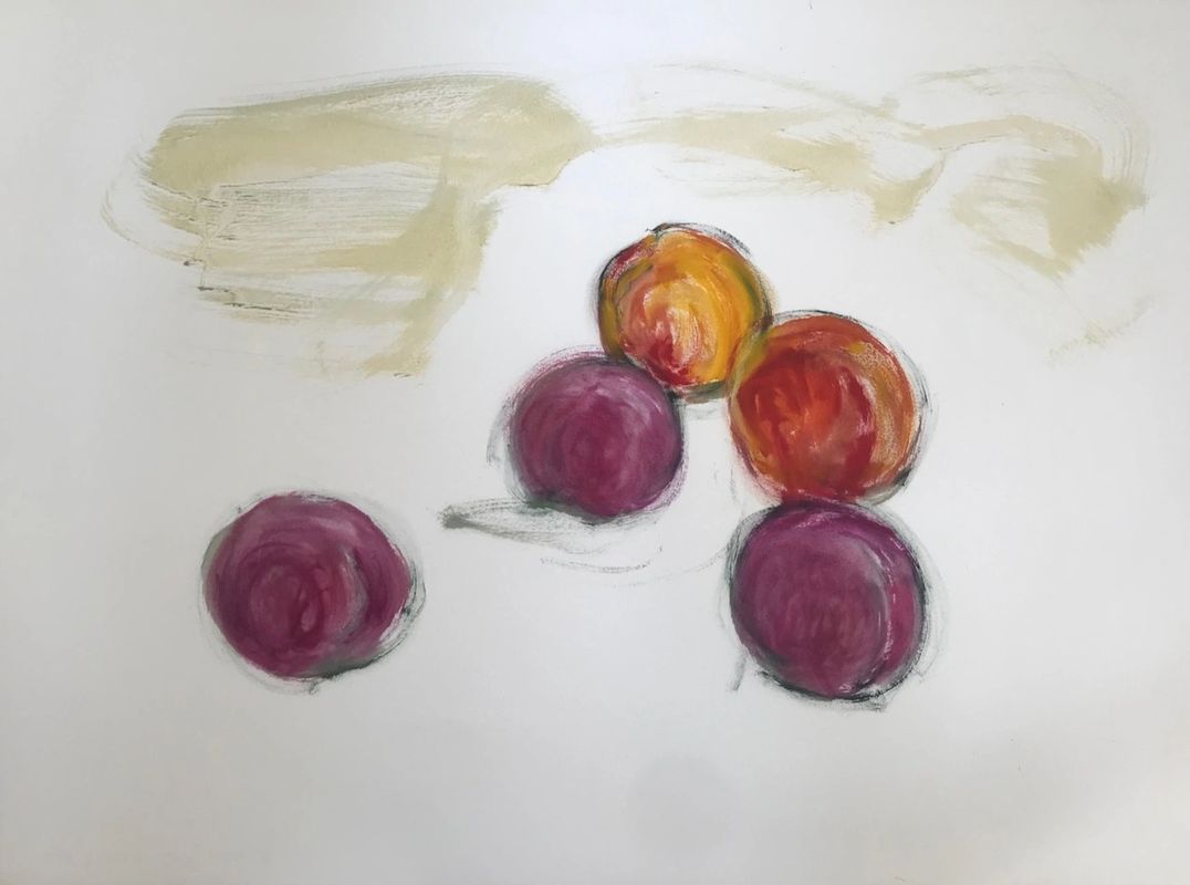 A painting of nectarine fruits