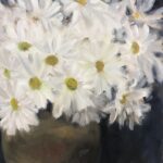 A painting of white daisies